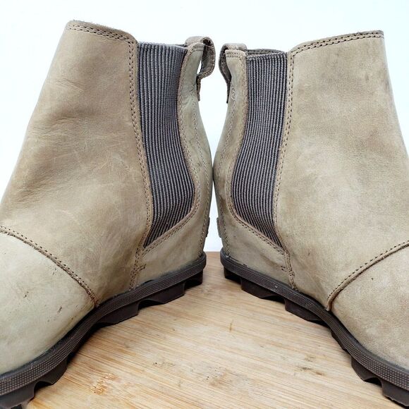 Sorel Joan of Arctic Wedge‎ Chelsea Boots Womens 10.5 Tan Burnished Brown Winter - Picture 5 of 12
